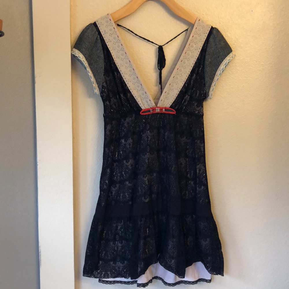 Free People double V lace dress
